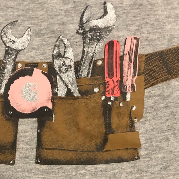 Infant Girls Carhartt Long Sleeve Tshirt W/Toolbelt Screenprint Design. Size 6M. - Picture 7 of 10